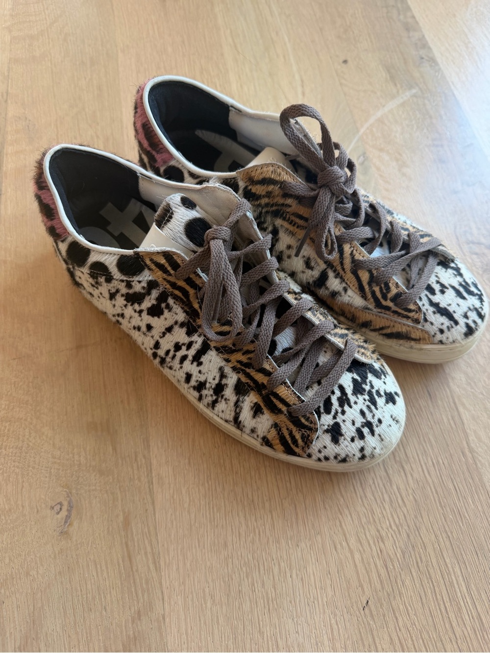 P448 pony hair or hair calf mixed animal printed sneaker